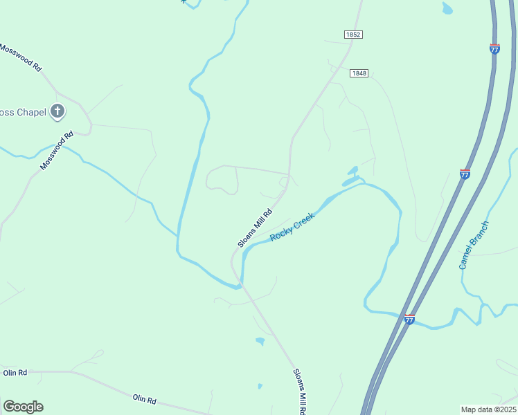 map of restaurants, bars, coffee shops, grocery stores, and more near 311 Sloans Mill Road in Olin