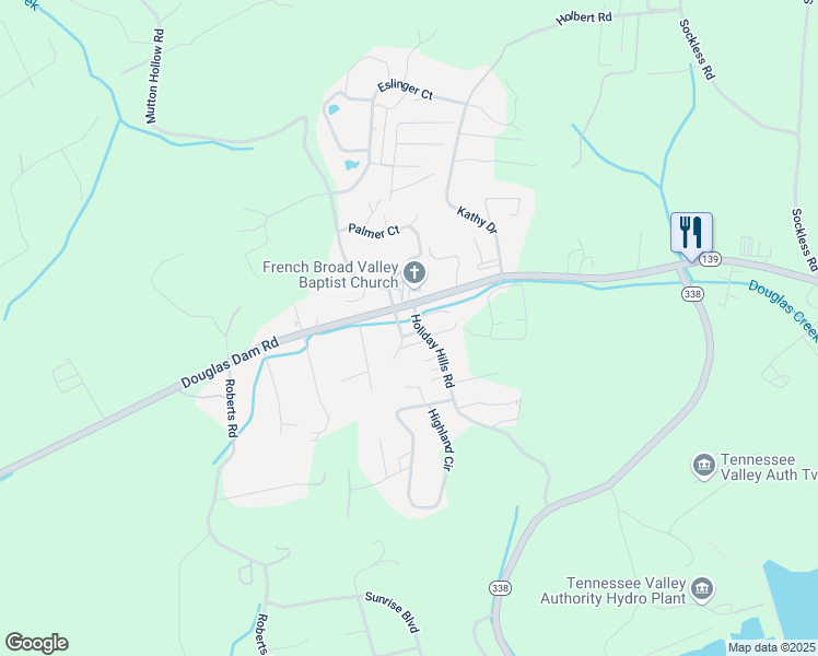 map of restaurants, bars, coffee shops, grocery stores, and more near 876 Douglas Dam Road in Kodak