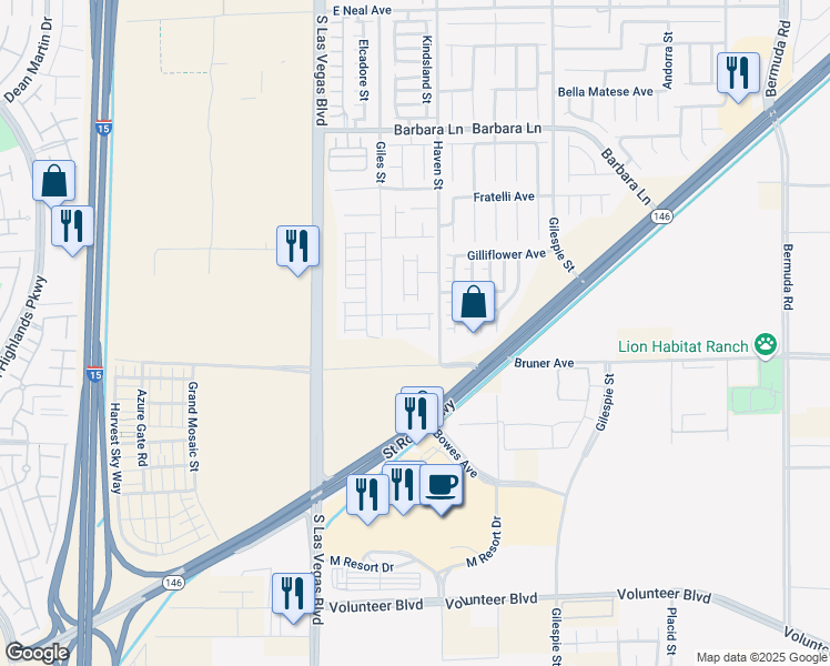 map of restaurants, bars, coffee shops, grocery stores, and more near 79 Lockheed Avenue in Las Vegas