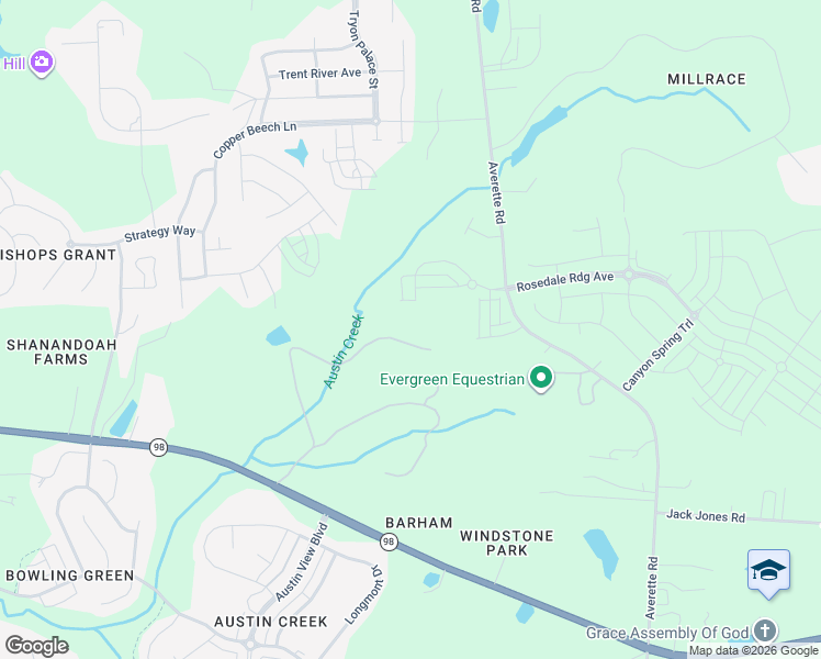 map of restaurants, bars, coffee shops, grocery stores, and more near 7221 Winding Way in Wake Forest