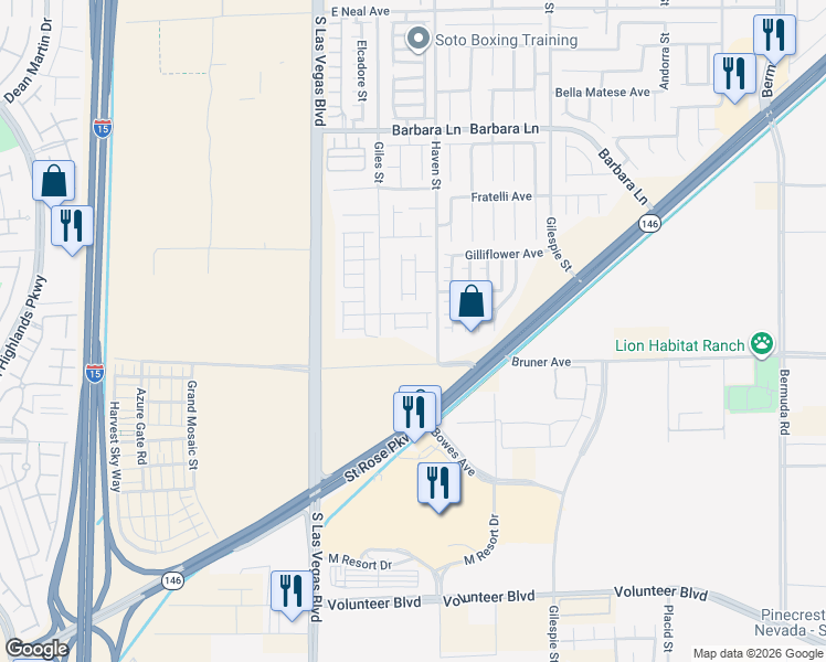 map of restaurants, bars, coffee shops, grocery stores, and more near 79 Lockheed Avenue in Las Vegas