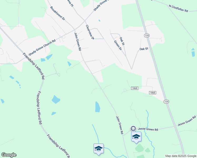 map of restaurants, bars, coffee shops, grocery stores, and more near 1516 John Green Road in Winston-Salem