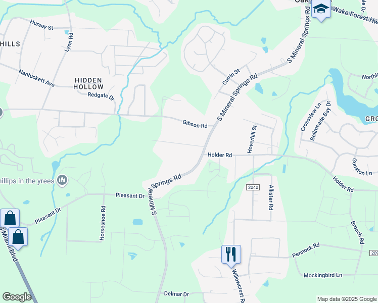 map of restaurants, bars, coffee shops, grocery stores, and more near 5624 Grimes Avenue in Durham