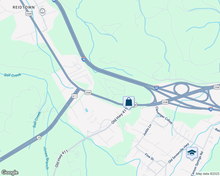 map of restaurants, bars, coffee shops, grocery stores, and more near Interstate 40 in Newport