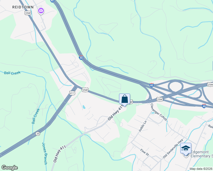 map of restaurants, bars, coffee shops, grocery stores, and more near Interstate 40 in Newport