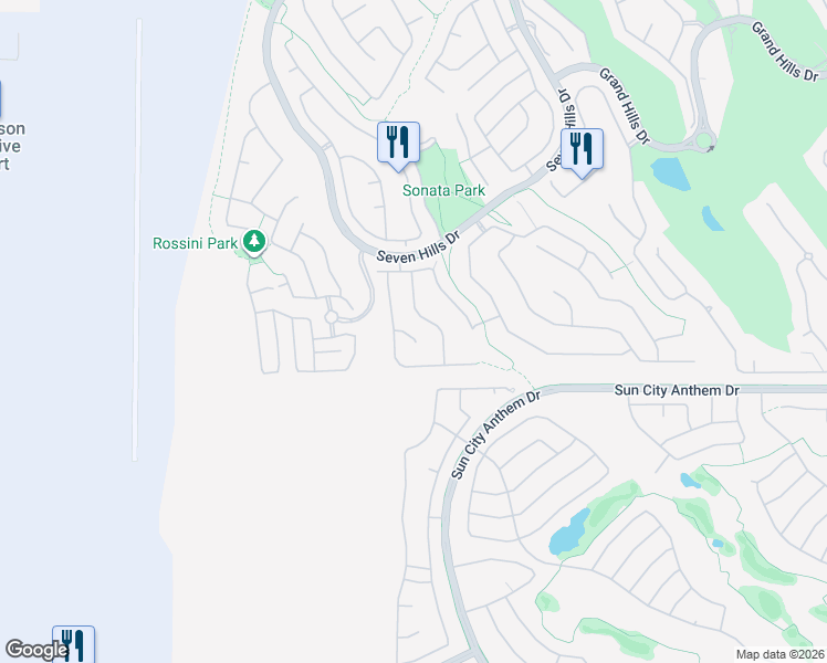 map of restaurants, bars, coffee shops, grocery stores, and more near 1533 Vía Della Scala in Henderson