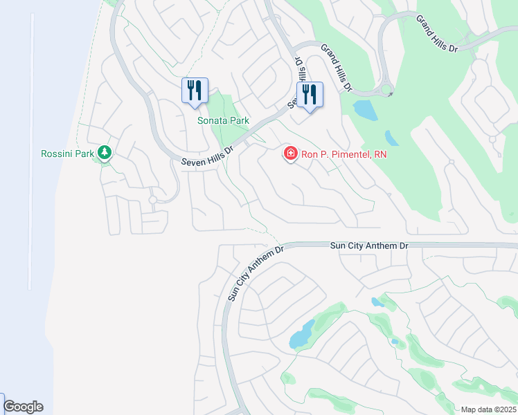 map of restaurants, bars, coffee shops, grocery stores, and more near 1605 Ravanusa Drive in Henderson