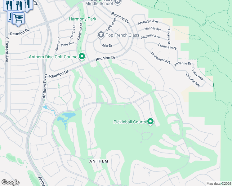 map of restaurants, bars, coffee shops, grocery stores, and more near 29 Isleworth Drive in Henderson