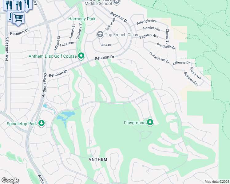map of restaurants, bars, coffee shops, grocery stores, and more near 31 Isleworth Drive in Henderson