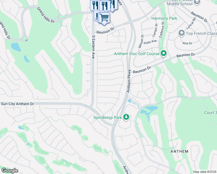 map of restaurants, bars, coffee shops, grocery stores, and more near 2554 Hayesville Avenue in Henderson
