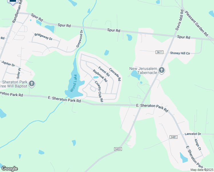 map of restaurants, bars, coffee shops, grocery stores, and more near 3183-5599 Forest Road in Greensboro