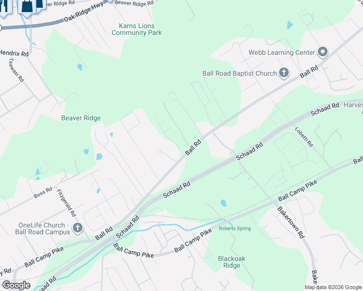 map of restaurants, bars, coffee shops, grocery stores, and more near 6913 Ball Road in Knoxville