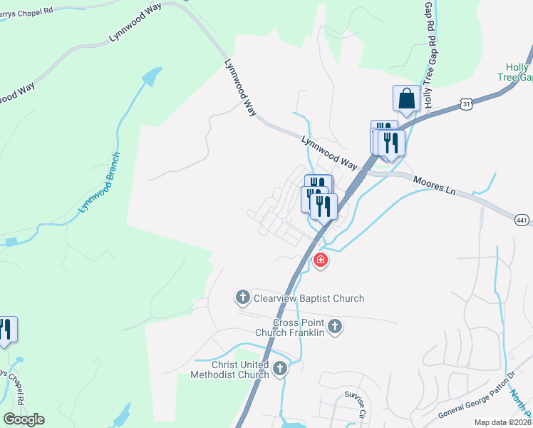 map of restaurants, bars, coffee shops, grocery stores, and more near 2413 Clare Park Drive in Franklin