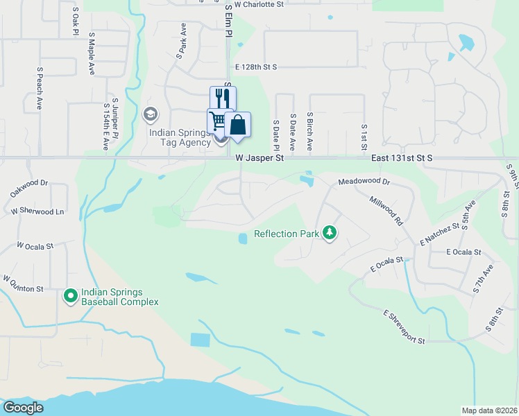 map of restaurants, bars, coffee shops, grocery stores, and more near 8408 Fairway Place in Broken Arrow
