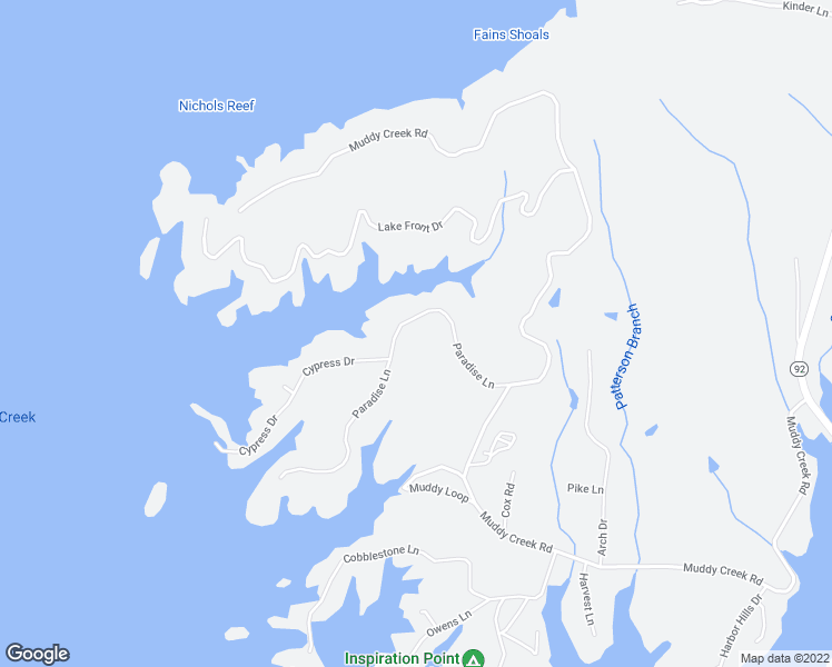 map of restaurants, bars, coffee shops, grocery stores, and more near 1204 Paradise Lane in Dandridge