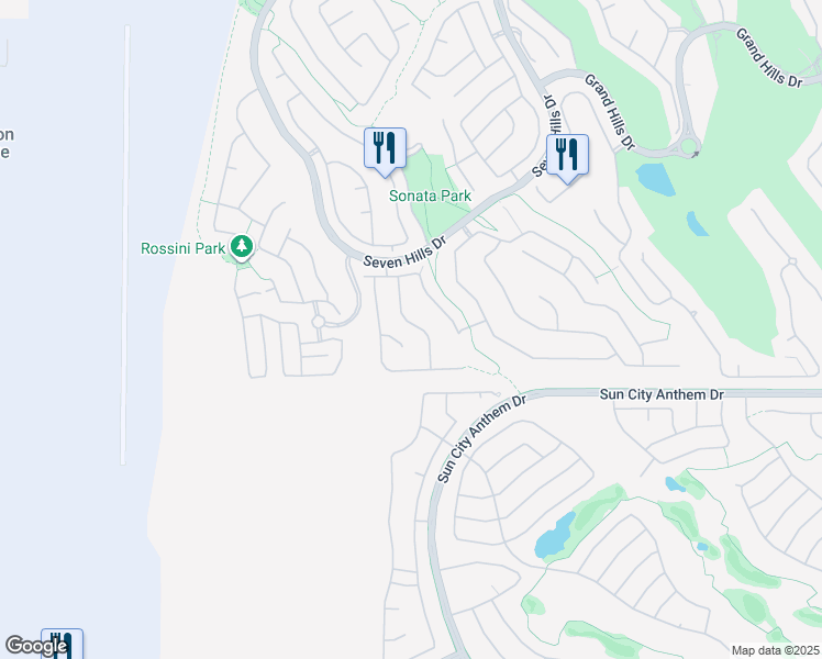 map of restaurants, bars, coffee shops, grocery stores, and more near 1533 Vía Della Scala in Henderson