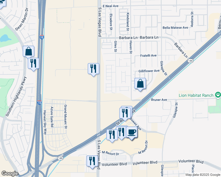 map of restaurants, bars, coffee shops, grocery stores, and more near 41 Peachtree Hill Avenue in Las Vegas