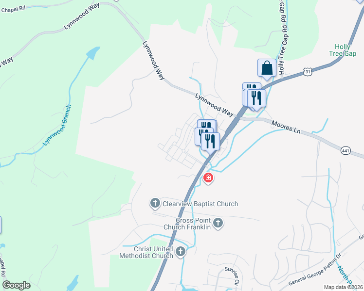 map of restaurants, bars, coffee shops, grocery stores, and more near 1305 Moher Boulevard in Franklin