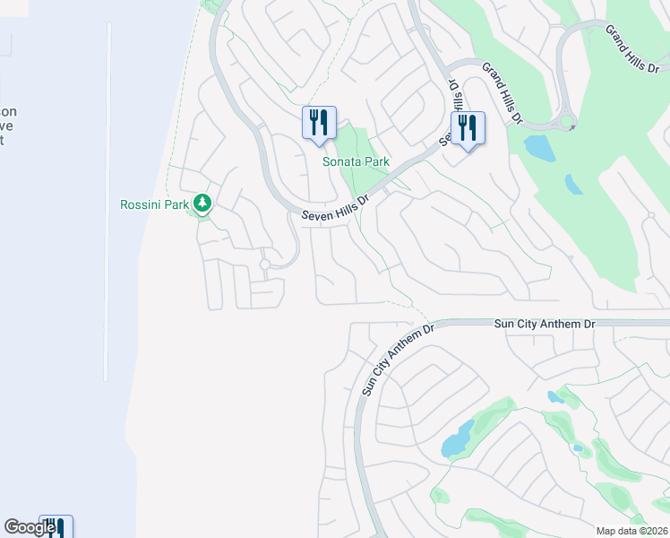 map of restaurants, bars, coffee shops, grocery stores, and more near 1529 Vía Della Scala in Henderson