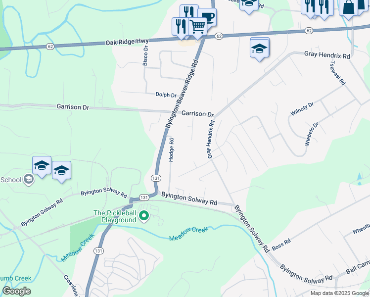 map of restaurants, bars, coffee shops, grocery stores, and more near 2710 Hodge Road in Knoxville