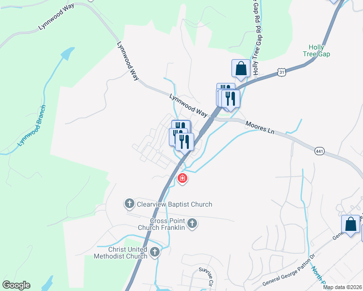 map of restaurants, bars, coffee shops, grocery stores, and more near 1115 Davenport Boulevard in Franklin