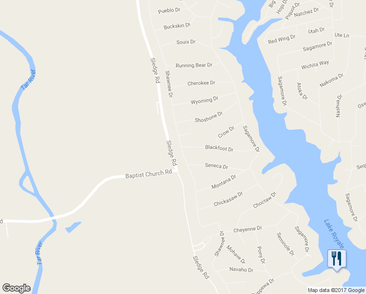 map of restaurants, bars, coffee shops, grocery stores, and more near 101 Blackfoot Drive in Louisburg