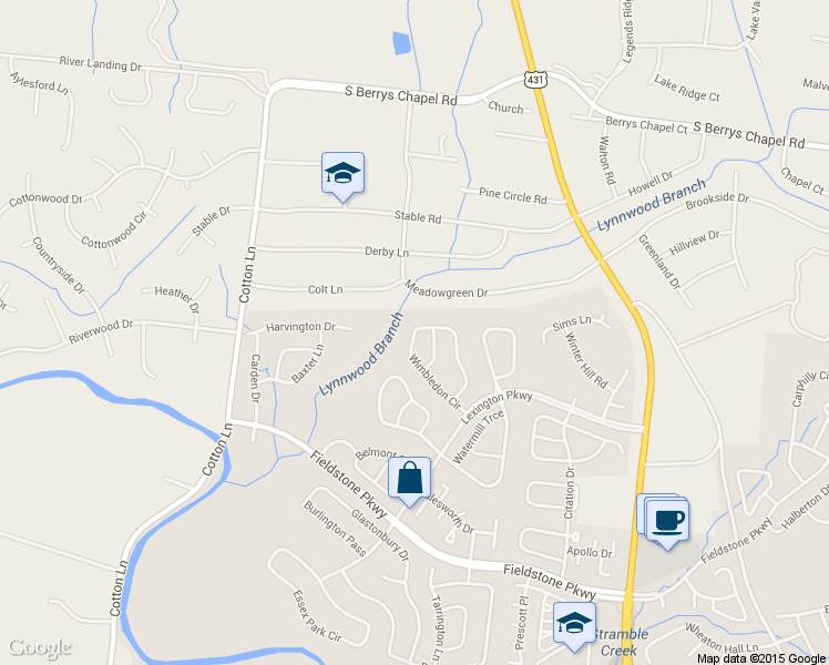 map of restaurants, bars, coffee shops, grocery stores, and more near 2229 Wimbledon Cir in Franklin