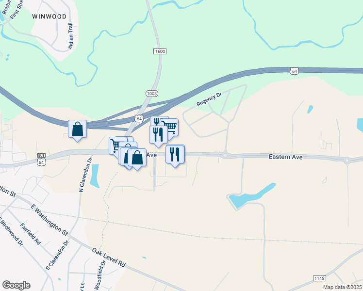 map of restaurants, bars, coffee shops, grocery stores, and more near 1210 Eastern Avenue in Nashville