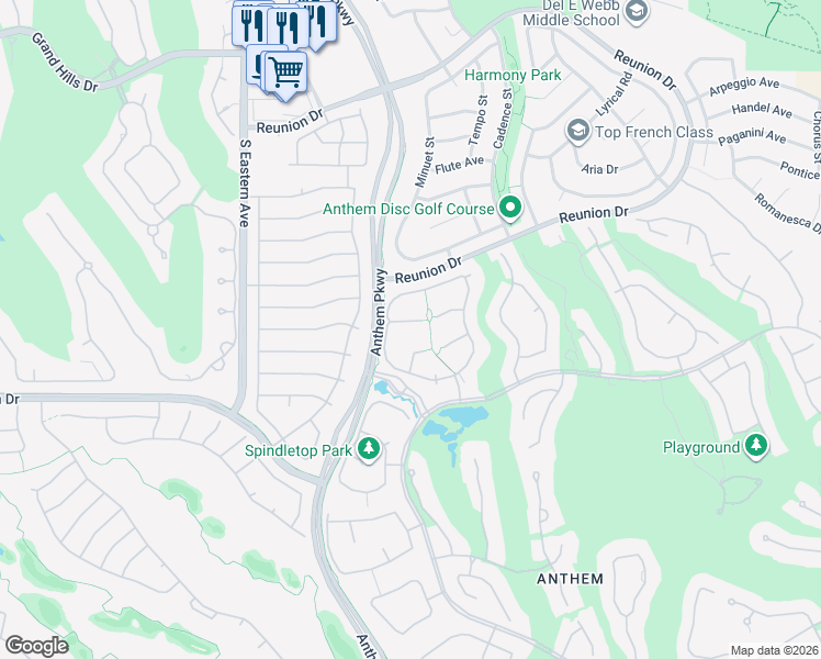 map of restaurants, bars, coffee shops, grocery stores, and more near 9 Hammock Dunes Court in Henderson