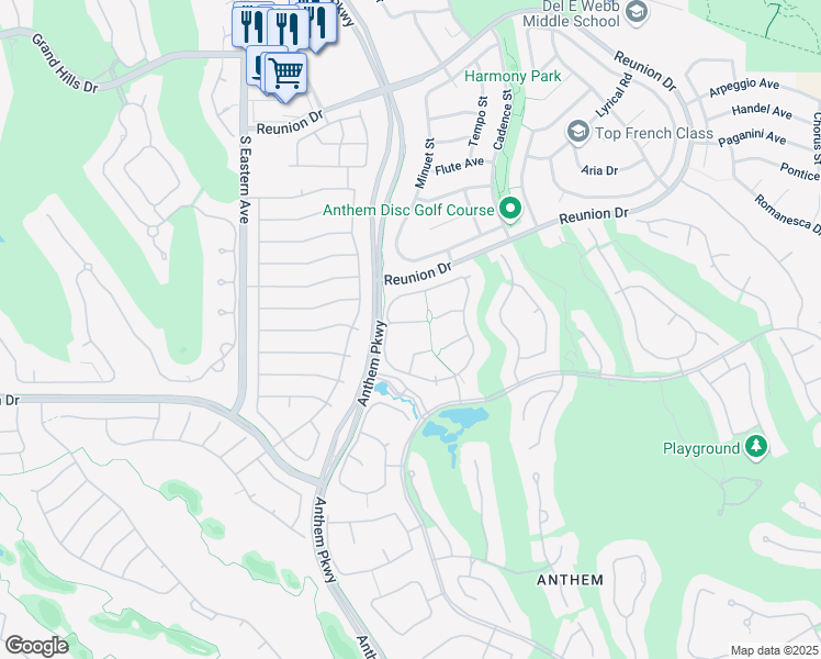 map of restaurants, bars, coffee shops, grocery stores, and more near 9 Hammock Dunes Court in Henderson