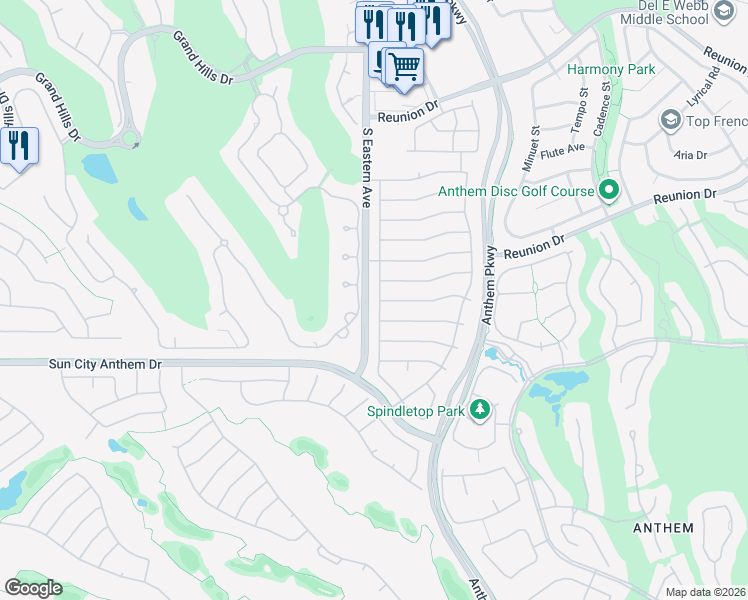 map of restaurants, bars, coffee shops, grocery stores, and more near 1513 Bonner Springs Drive in Henderson