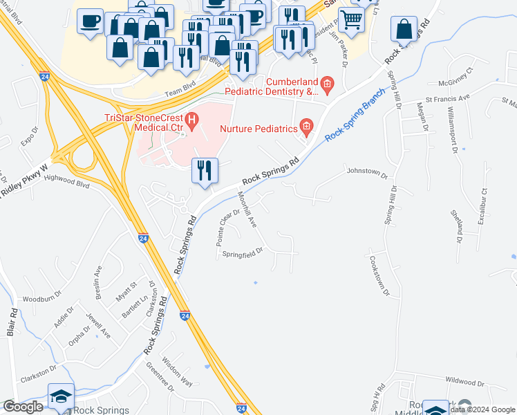 map of restaurants, bars, coffee shops, grocery stores, and more near 300 Stafford Court in Smyrna