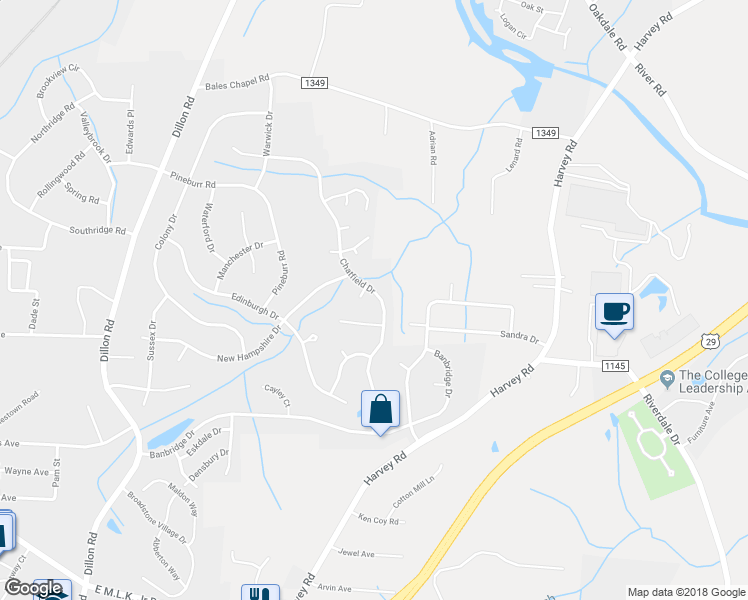 map of restaurants, bars, coffee shops, grocery stores, and more near 1704 Chatfield Drive in Jamestown