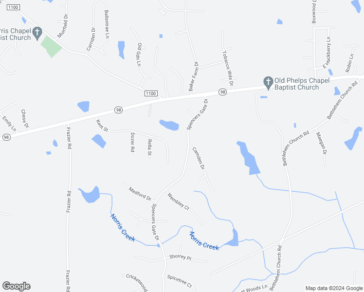 map of restaurants, bars, coffee shops, grocery stores, and more near 140 Spencers Gate Drive in Youngsville