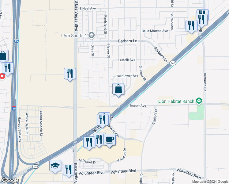 map of restaurants, bars, coffee shops, grocery stores, and more near 12014 South Wild Chamomile Street in Las Vegas