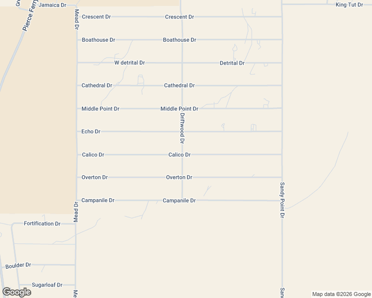 map of restaurants, bars, coffee shops, grocery stores, and more near 735 Calico Drive in Meadview