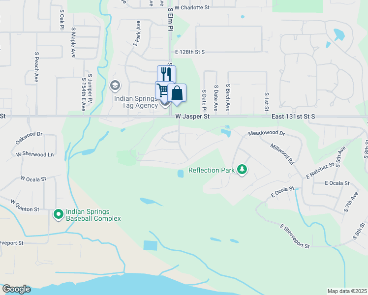 map of restaurants, bars, coffee shops, grocery stores, and more near 8408 Fairway Place in Broken Arrow