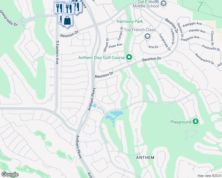 map of restaurants, bars, coffee shops, grocery stores, and more near 3 Woodshole Court in Henderson