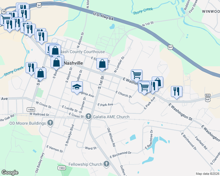 map of restaurants, bars, coffee shops, grocery stores, and more near 112 S Fort St in Nashville