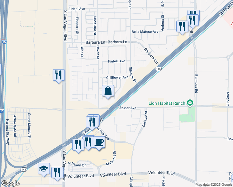 map of restaurants, bars, coffee shops, grocery stores, and more near 12012 White Lilly Street in Las Vegas