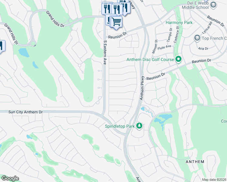 map of restaurants, bars, coffee shops, grocery stores, and more near 2582 Hayesville Avenue in Henderson