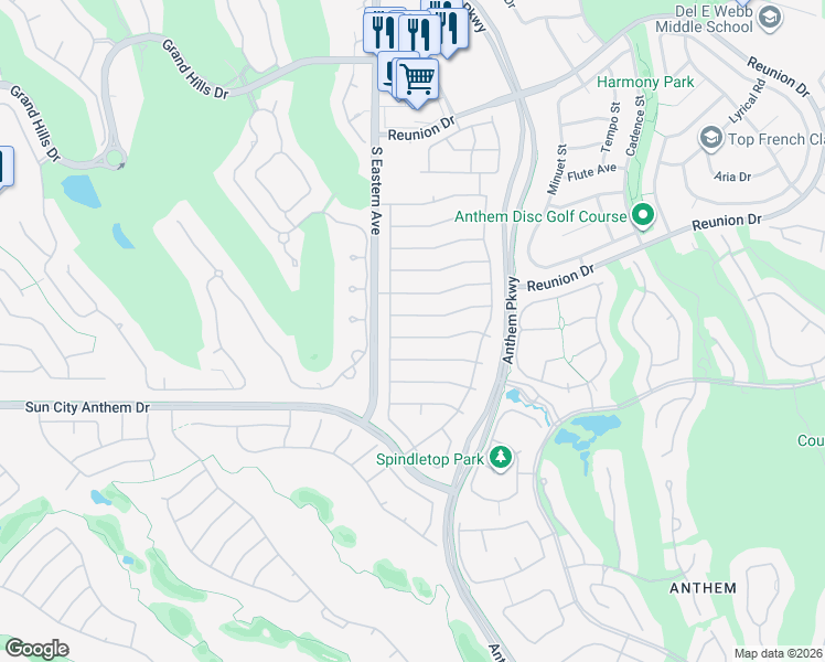 map of restaurants, bars, coffee shops, grocery stores, and more near 2578 Hayesville Avenue in Henderson