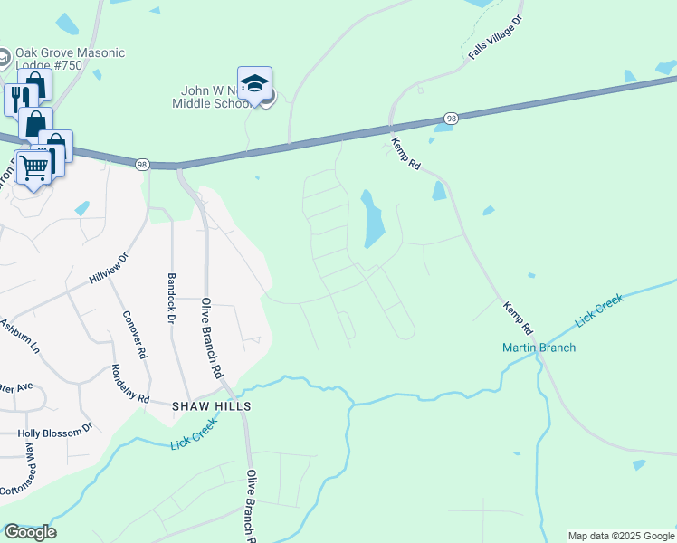map of restaurants, bars, coffee shops, grocery stores, and more near Grey Colt Way in Durham