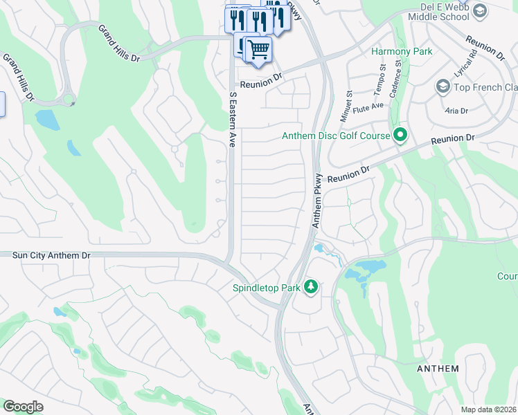 map of restaurants, bars, coffee shops, grocery stores, and more near 2578 Hayesville Avenue in Henderson