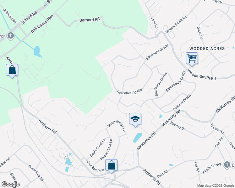 map of restaurants, bars, coffee shops, grocery stores, and more near 6804 Cavalier Drive Northwest in Knoxville