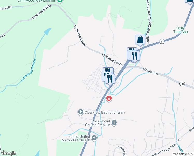 map of restaurants, bars, coffee shops, grocery stores, and more near 1309 Moher Boulevard in Franklin