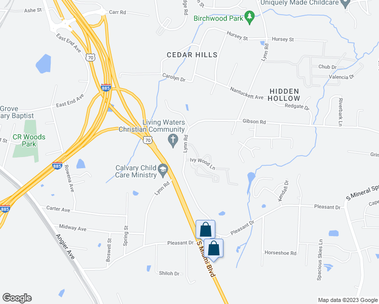 map of restaurants, bars, coffee shops, grocery stores, and more near 426 Saint John Drive in Durham