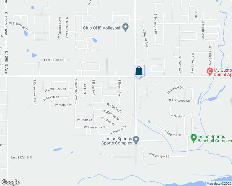 map of restaurants, bars, coffee shops, grocery stores, and more near 2406 West Little Rock Place in Broken Arrow