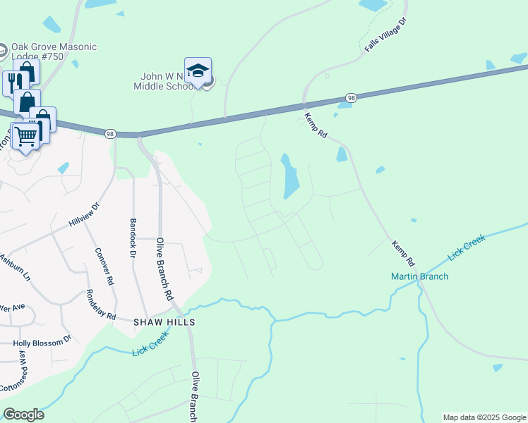 map of restaurants, bars, coffee shops, grocery stores, and more near Grey Colt Way in Durham