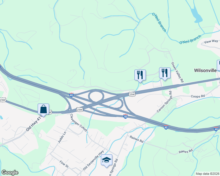 map of restaurants, bars, coffee shops, grocery stores, and more near 1236 Rhyne Camp Road in Newport